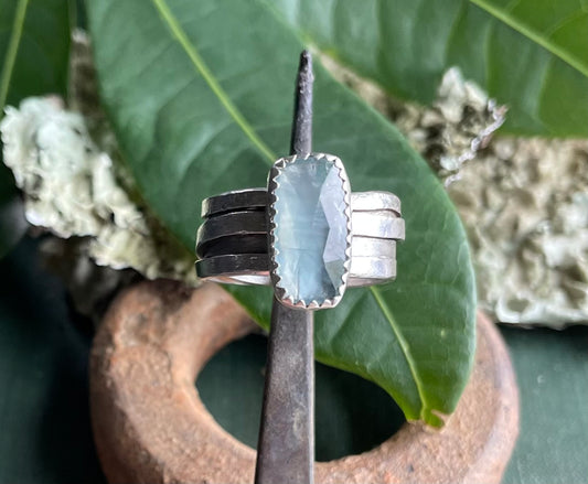 Aqua kyanite wrapped up ring size