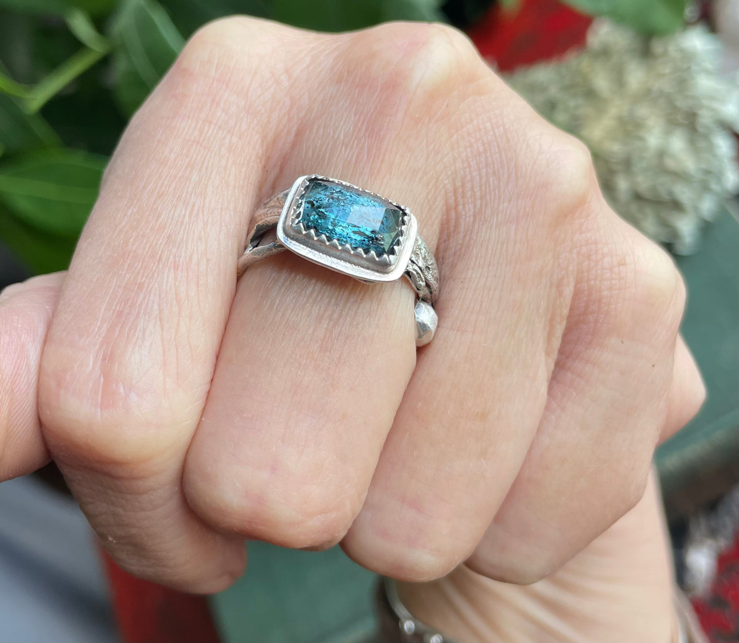 Teal Kyanite organic ring size