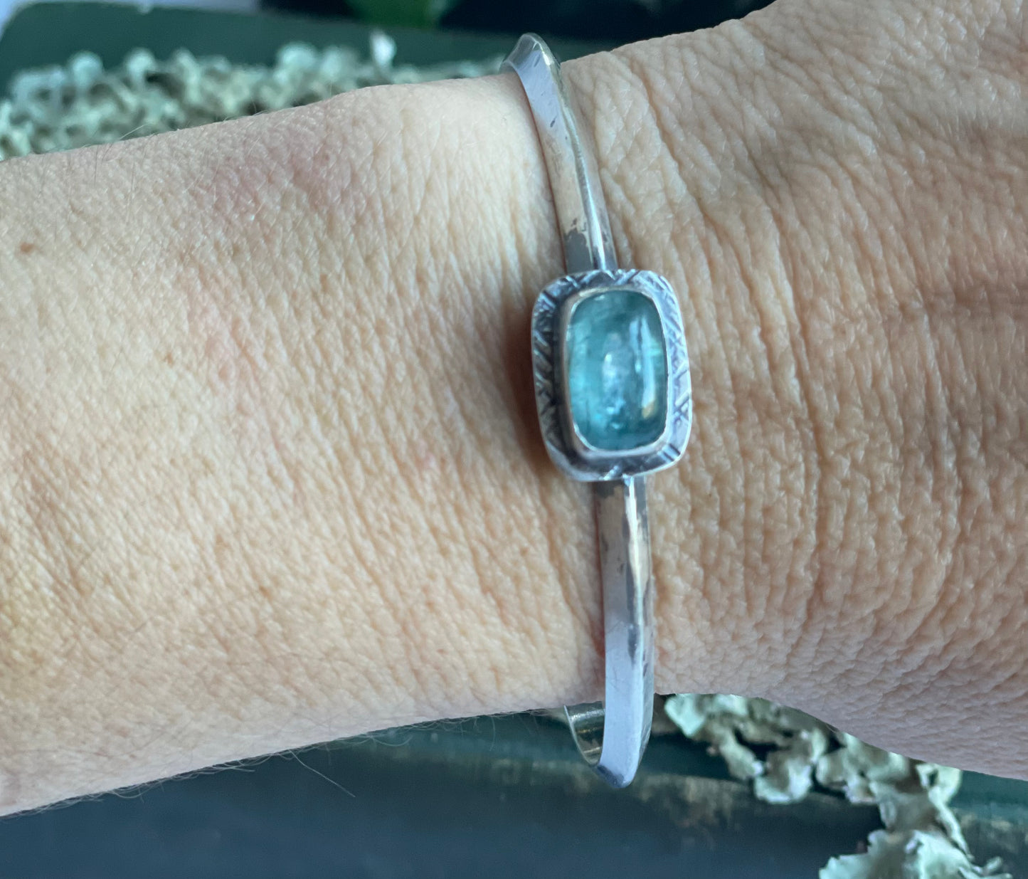 Aqua Kyanite cuff  bracelet